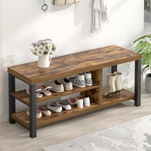 Shoe Bench: Contemporary Wood Storage Bench For Hallway, Inch Rusty Brown. - $155.96