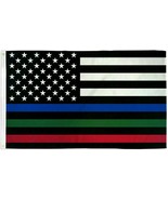 USA Thin Red, Blue &amp; Green Line 3x5ft Flag - Grommets - Police - Fire - ... - £11.97 GBP+