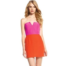 NAVEN Dress SILK Bombshell Color block Bright Neon Strapless Mini Colorful - £55.23 GBP