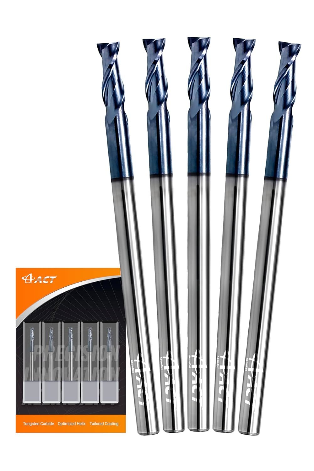 Accucut I2Kes 2 Flute 1/8” Carbide Square End Mill - Milling Bit Set For... - $41.95