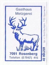 Matchbox Label Germany Gasthaus Metzgerei Rosenberg - £0.73 GBP