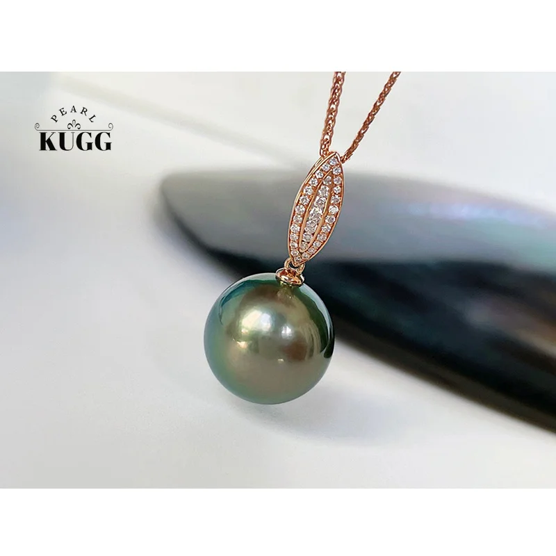 KUGG PEARL 18K Rose Gold Necklace Classic INS Style 13-14mm Real Natural Tahiti - £1,258.51 GBP+