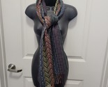 Cejon SOFT Grey Blue Green Multicolor Chevron Print Fringed Scarf Wrap I... - £13.22 GBP