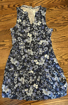 NEW GAP Factory Tie Waist Dress Blue Floral Size Medium TALL NWT - £30.62 GBP