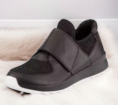 Eileen Fisher Oiled Leather Wing Sneakers 7.5 Black 7 1/2 Adjustable Str... - $117.12