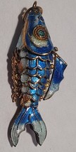 Vintage Cloisonne Enamel Fish Koi Articulated 2&quot; - $14.39