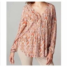 J. JILL southwest tribal print v neck rayon lightweight blouse small petite - $21.29