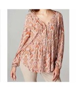 J. JILL southwest tribal print v neck rayon lightweight blouse small petite - $400.51 MXN