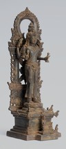Antique Indonesian Style Bronze Javanese Standing Lokeshvara Statue - 26cm/10&quot; - £1,179.27 GBP