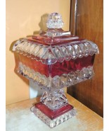 Antique EAPG Covered Compote 10&quot; Crystal Wedding Bohemian Stain Bowl Rub... - £24.77 GBP