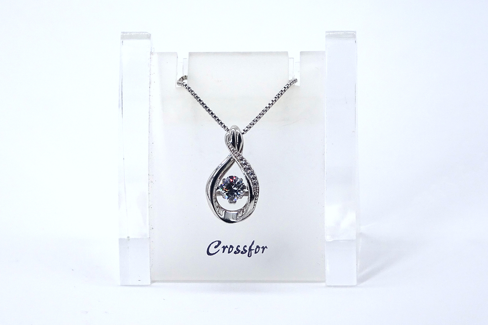 Crossfor Dancing Stone day 925 Sterling Silver Necklace NYP-670 - £82.37 GBP