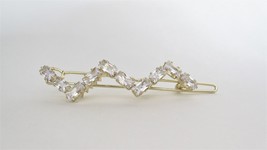 Small gold and crystal zigzag hair pin barrette bridal clip - £7.04 GBP