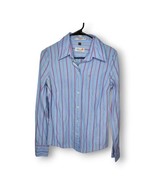 Vintage Hollister Women&#39;s Large Button Down Shirt Blue Striped  - £14.81 GBP