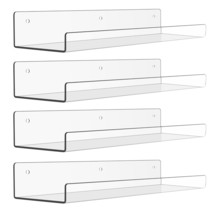 Clear Acrylic Shelves For Wall Storage, 15&quot; Acrylic Floating Shelves Wall Mounte - £21.78 GBP