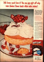 1954 Swans Down White Cake Mix Strawberries 1950&#39;s Ephemera Vintage Prin... - $24.11