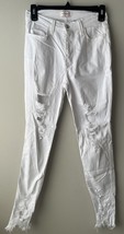Vibrant MIU Jeans Women Size 7 Solid White Very Distressed Ankle Skinny ... - $24.74