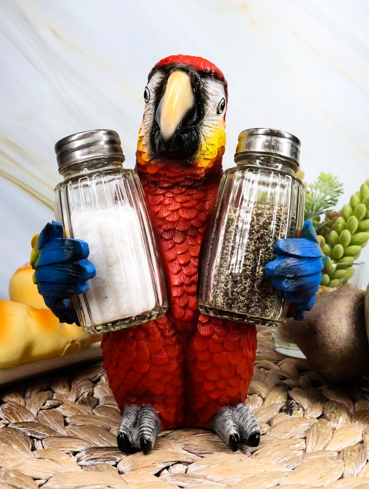 Ebros Tropical Rainforest Red Scarlet Macaw Parrot Salt Pepper Shakers H... - $24.99