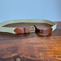 Coach Men's Vintage Brown Leather Canvas Dress Belt 40" Adjustable - $29.45