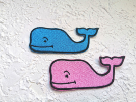 Whale Embroidered Iron On or hook and loop Patch. Preppy Iron on patch. - $5.90+