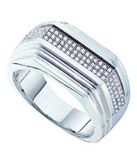 Men&#39;s 14K White Gold Over Simulated Diamond Pave Pinky Engagement Ring 1... - $101.27