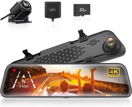 WOLFBOX G840S 12&quot; 4K Mirror Dash Cam Backup Camera, 2160P Full HD Smart ... - £137.08 GBP