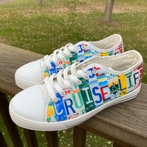 Custom Cruise Life Girl Low Top Sneakers Women&#39;s 7 Men&#39;s 5 Colorful Travel - £17.14 GBP