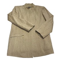 Liz Claiborne Jacket Sweater Blazer Women&#39;s 10 Beige  Hidden Zip Long Sl... - £27.98 GBP