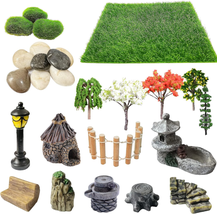 Cayway 26 PCS Outdoor Fairy Garden Miniatures Mini Zen Garden Accessories, Artif - £16.82 GBP