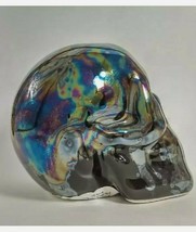 New Iridescent Skull Small Pearlized! Oxidized Skull 3&quot; Ceramic Halloween Decor! - £9.36 GBP