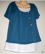 Blue Layered Look Short Sleeve Knit Tunic NWOT - $273.79 MXN