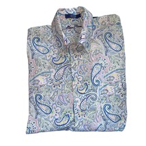 Alan Flusser Paisley Print Long Sleeved Button Down chest pocket Shirt Large   - $32.43