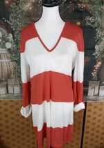 Tommy Bahama Dress Size L Hoodie Orange/ White V Neck Cotton - $24.75