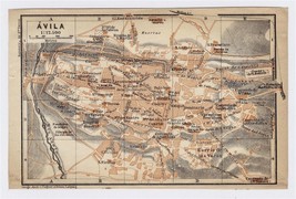 1913 Original Antique City Map Of Avila / Castile And Leon / Spain - £16.89 GBP