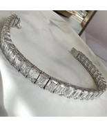 12.50Ct Emerald Simulated Diamond Tennis bracelet 7.5&quot; 14k White Gold pl... - $3,083.10 MXN