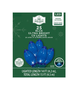 HOLIDAY TIME 72-349B 25CT BLUE ULTRA BRIGHT C9 LIGHTS LED 14&#39; - NEW! - $9.98