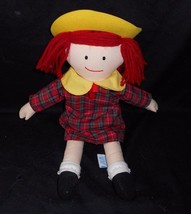 14&quot; Eden Madeline Doll Girl Yellow Hat Red Plaid Coat Stuffed Animal Plush Toy - £18.63 GBP