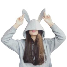 Kawaii Clothing Hoodie Harajuku Rabbit Animal Ears Black Gray Sweatshirt Ulzzang - £19.10 GBP