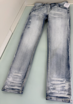 Copper Rivet Jeans Mens 34x32 Slim Fit Distressed Light Wash Denim Blue ... - $41.20 CAD