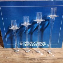 International Silver Co. Clear Crystal Glass Tapered Candle Holders - Set Of 4 - £17.03 GBP