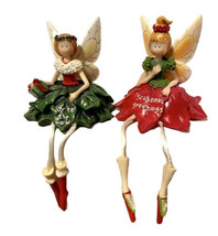Christmas Fairy Angel Set of 2 Small 3 In Tall Plus Legs Resin Shelf Sitters - £19.93 GBP