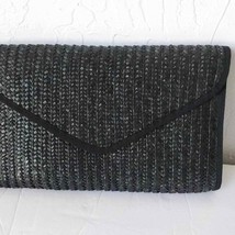Vintage Au Courant Black Weave Clutch Purse Handbag Made in Hong Kong - $19.79