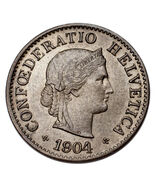 1904 Switzerland 5 Rappen Coin (About Uncirculated, AU Condition) KM# 26 - €103,32 EUR