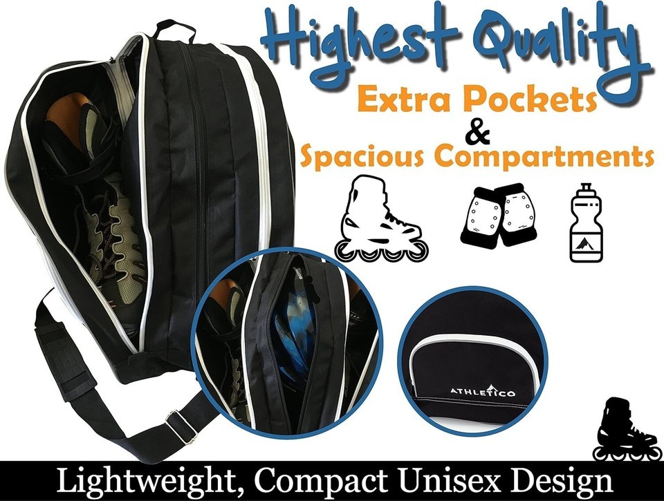 Durable Skate Bag for Ice, Inline & Roller Skates - Adjustable Shoulder Strap Item image 9
