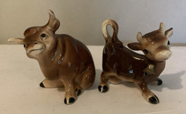 Vtg Salt &amp; Pepper Shakers Bull &amp; Cow Japan Ferdinand ￼ - £18.61 GBP