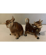 Vtg Salt &amp; Pepper Shakers Bull &amp; Cow Japan Ferdinand ￼ - $24.74