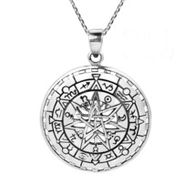 Mystical Zodiac Compass Calendar Sterling Silver Necklace - $38.01
