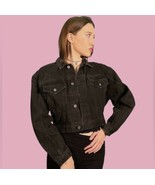Vtg 90s LA GEAR Cropped Black Denim Jean Jacket Sz M - $134.42 CAD