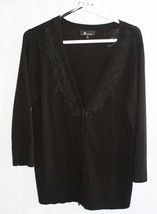 AB STUDIO BALCK XL V NECK CARDIGAN 6 BUTTON FRONT #8334 - $6.75