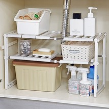 Under Sink Cabinet Organizer 2 Tier Expandable Storage Shelf For Kitchen 22Lbs - £33.40 GBP