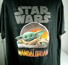 Disney Star Wars Mandalorian T-Shirt 2XLarge Black Baby Yoda - £9.99 GBP